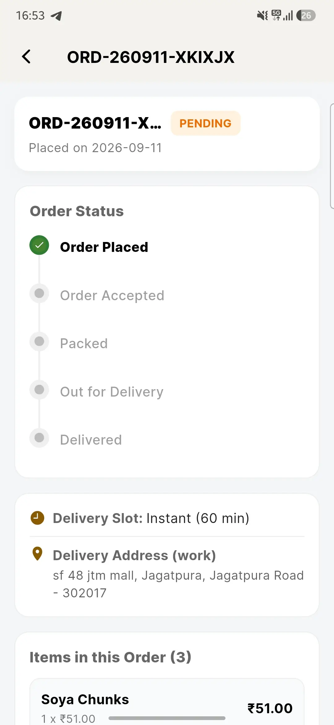 GrabRoot checkout screen
